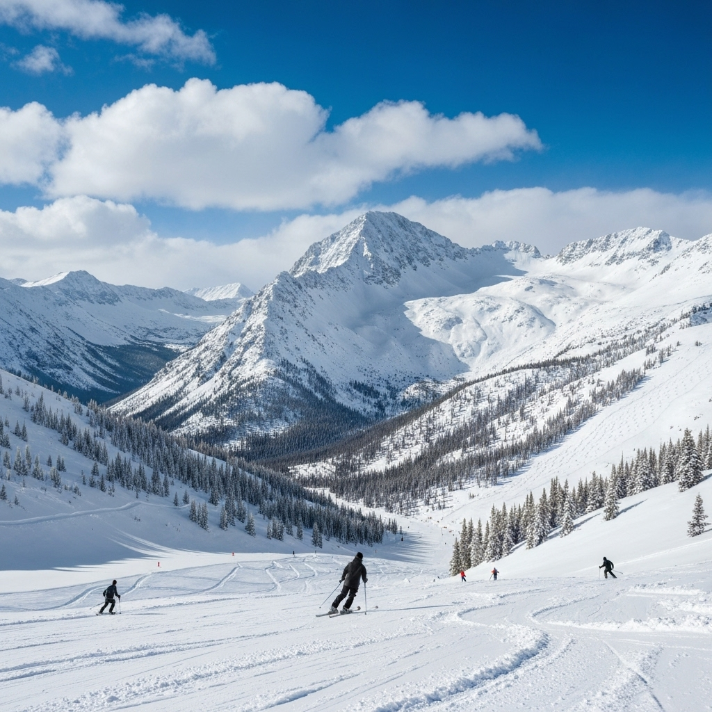 Snow-covered Wyoming mountains perfect for skiing
